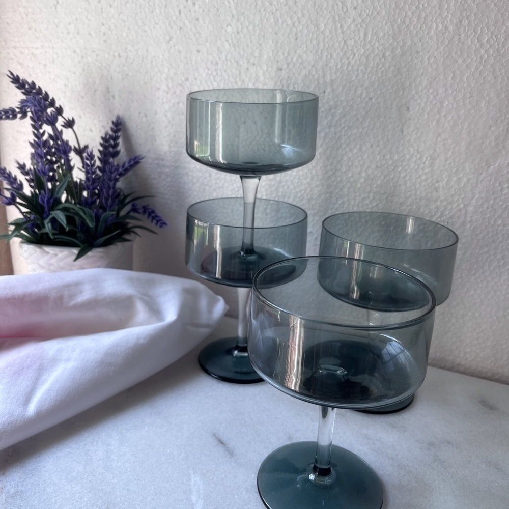 8 glasses MCM Lenox dust blue glasses set of 8 - Picture 10 of 12